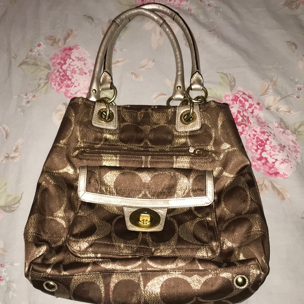 💫Gold & Brown Authentic COACH Canvas Bag